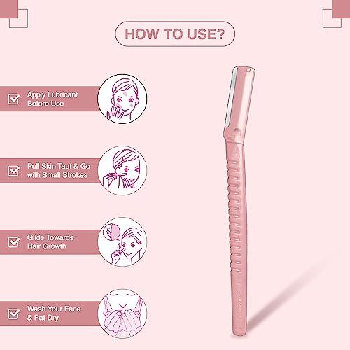 KAI Kai Face & Eyebrow Razor(japanese technology) For Women | Painless Hair Removal | For Eyebrows, Upper Lip, Chin, Peach Fuzz, Forehead, Pack of 3