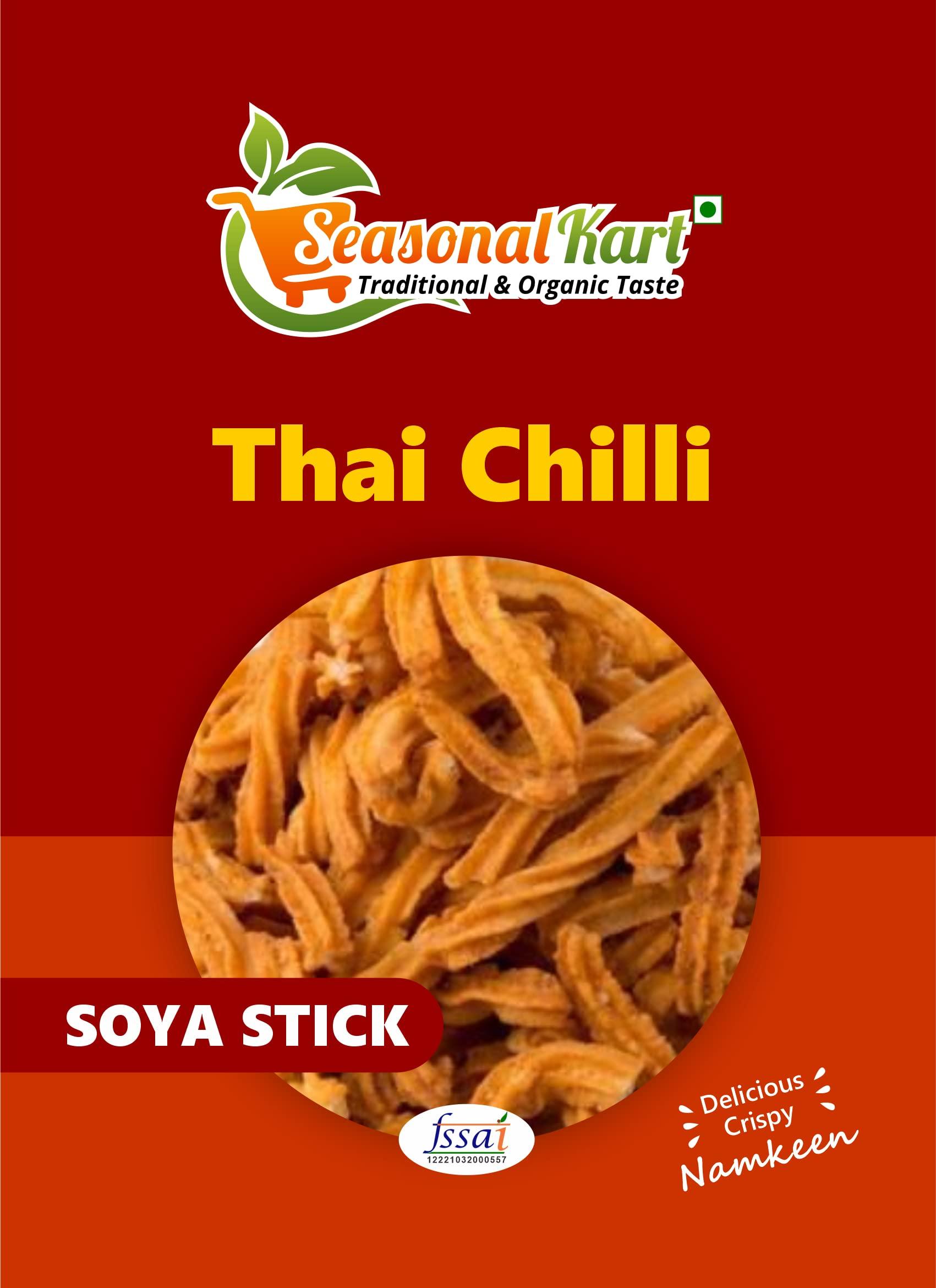 Seasonal Kart Seasonal Kart Thai Chilli Soya StickSoya Stick Namkeen Thai Chilli Soya Stick Masala Flavour| Snacks Soya Sticks Thai Chilli Soya Stick Flavour (400 Grams)