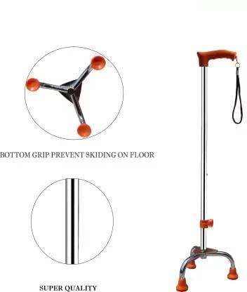 MUBBA MUBBA 3 Leg Walking Sticks Height Adjustable Tripod Canes Chrome (Orange)