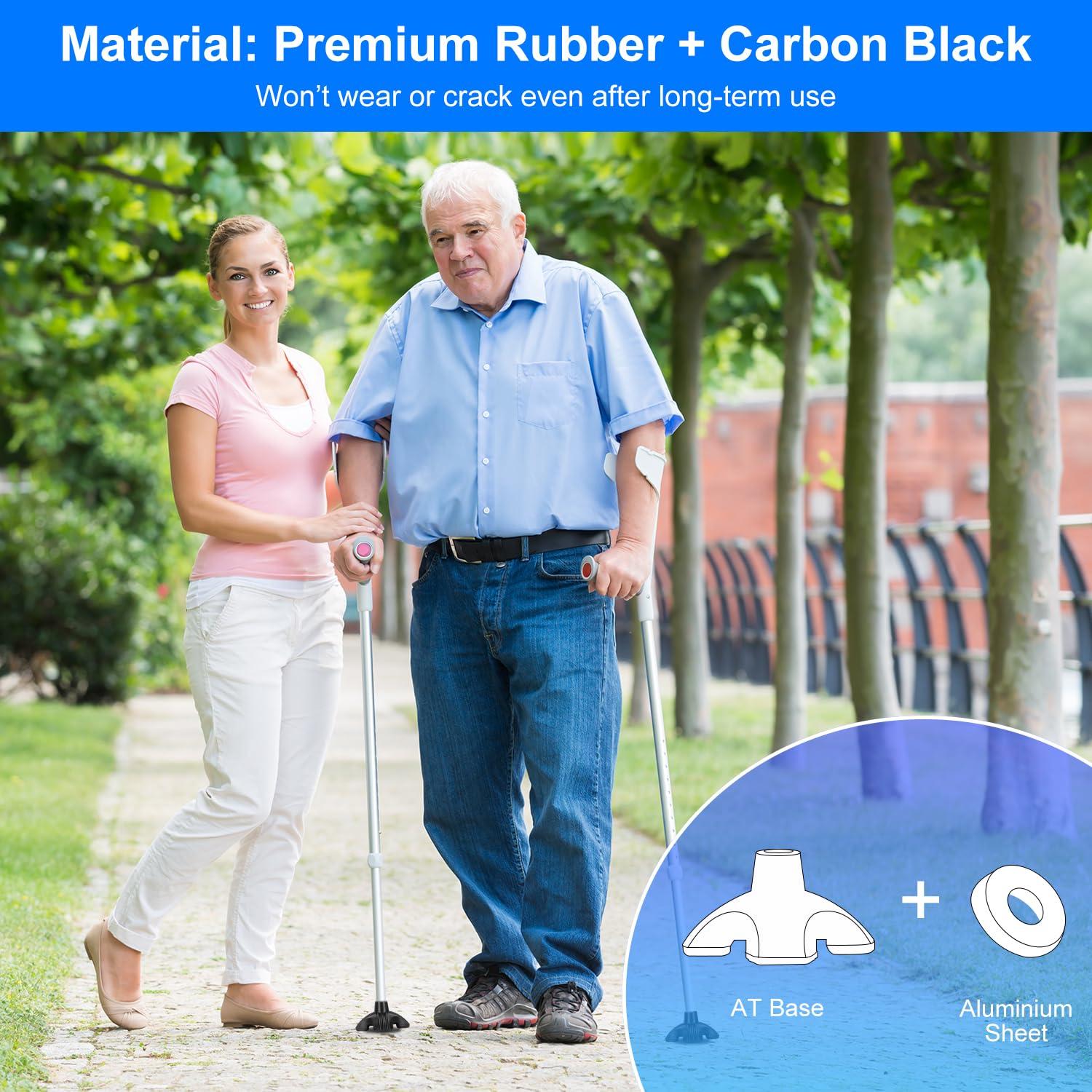 supregear SupreGear Quad Support Cane Tip, Non-Slip Self Standing Rubber Cane Tip 4 Point Quad Cane Tip Replacement for 3/4 Inch Diameter Standard Walking Canes Folding Canes Cane Accessory - Black