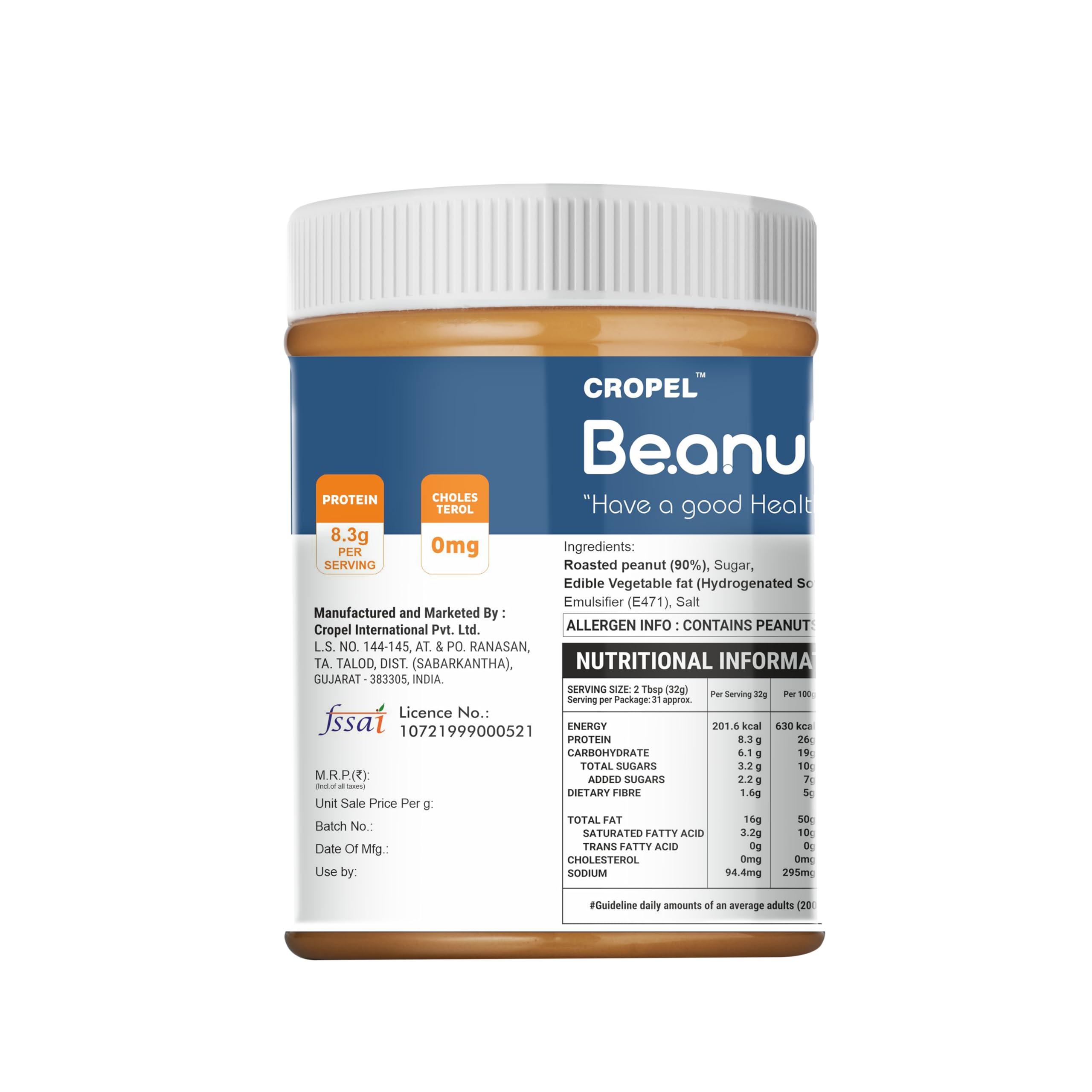 Beanut Beanut Peanut Butter Creamy is a Smart Choice From Real Roasted Pressed Protein, Non GMO, Gluten Free, Vegan And Cholesterol Free Gym, Exercise Daily Energetic-(1kg - Pack of 1)