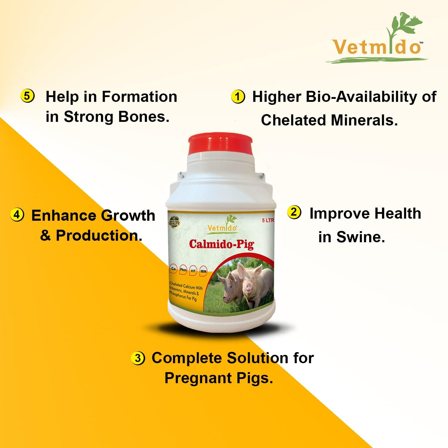 VETMIDO VETMIDO Calcium Supplement & Liver Tonic, Appetite Booster for Pig, Swine, Piglets & Piggery - (Pack of 2)