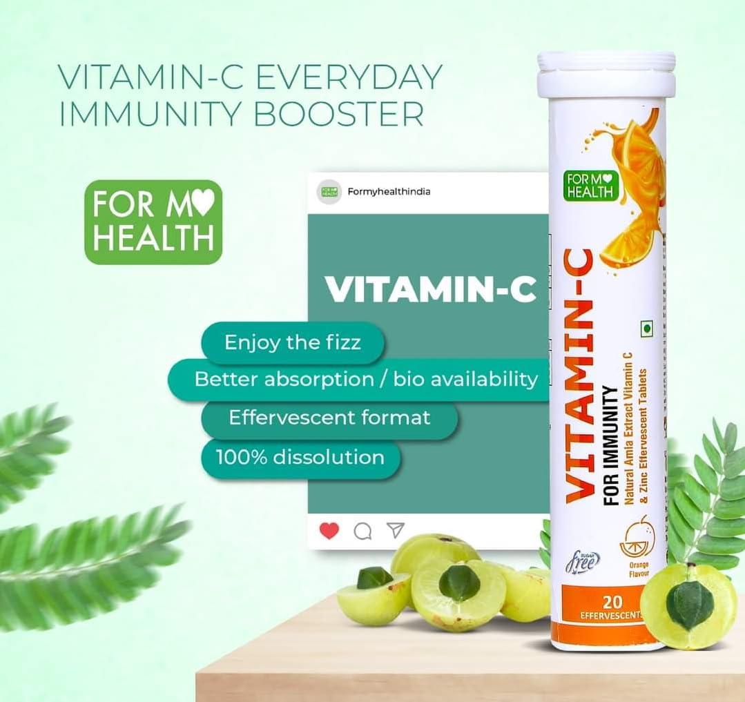 UGC NUTRITION FOR MY HEALTH UGC NUTRITION FOR MY HEALTH For My Health Vitamin C Effervescent Tablets For ImmunityINatural Amla Extract Vitamin C And Zinc Effervescent Tablets(Pack Of 20 Tablets)