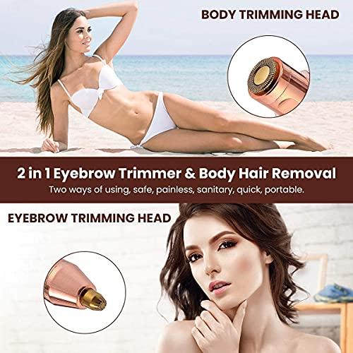 ADICTUM ADICTUM Portable eyebrow trimmer for women, epilator for women, facial hair remover for women,Face, Lips, Nose Hair Removal Electric Trimmer with Light (Pink) (2 in 1 Eyebrow Trimmer)