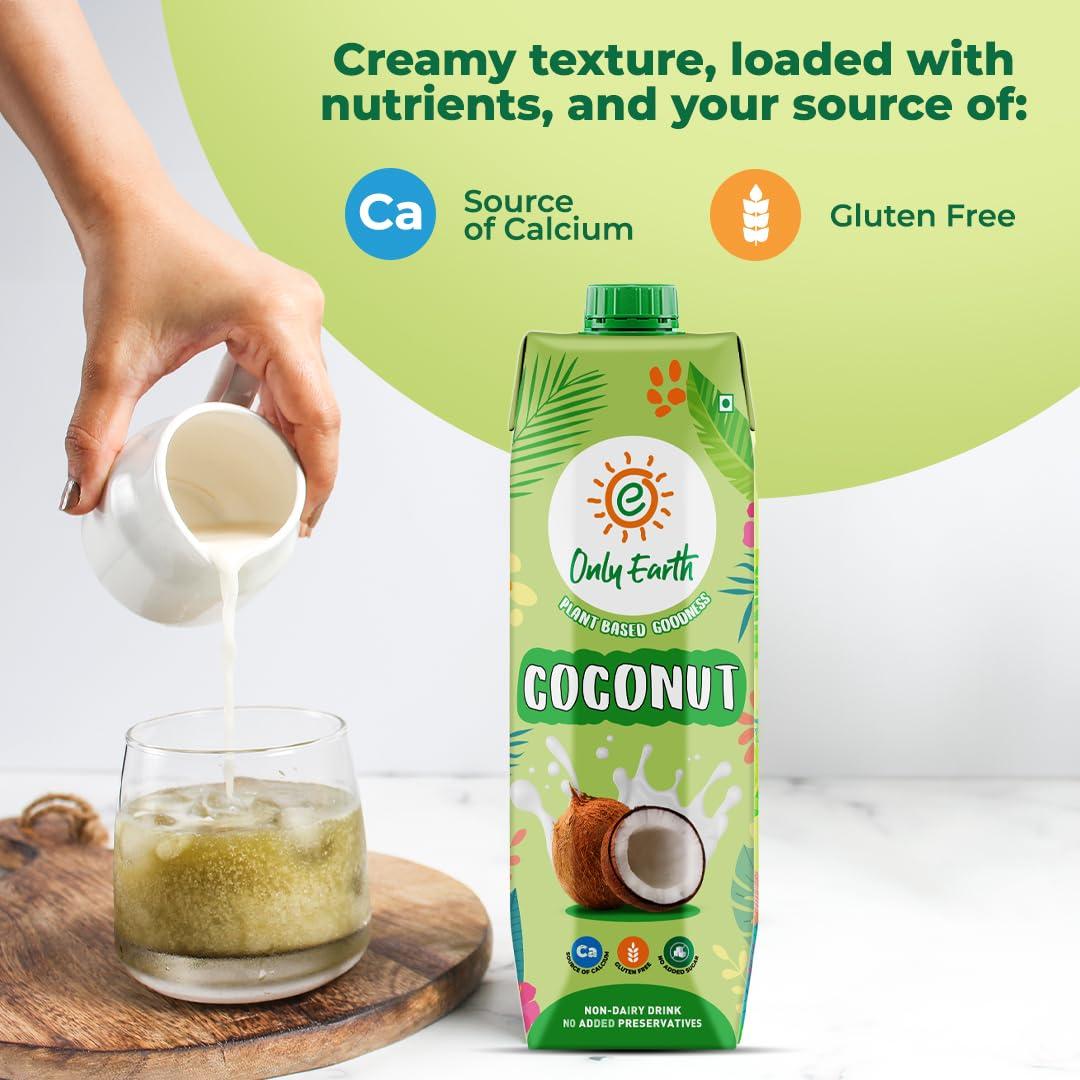 Only Earth Only Earth Coconut Drink | Best for Coffee, Tea, Cereals, Shakes or As Is | 40% Coconut Water + 59% Coconut Milk | | Dairy Free | Unsweetened | Plant-Based | Source of Calcium | Preservatives Free | No Added Sugar | No Trans-Fat |Thai Coconuts