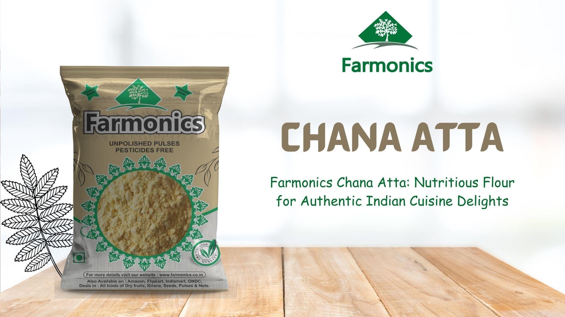 Farmonics Farmonics Enterprises Gram Flour Chana Atta | Kala Chana Atta, 1kg | Desi Brown Chane Black Chickpea Flour | 100% Natural | Gluten Free | Tradtional Stone Ground Flour| Manage Blood Sugar Levels & Weight| High in Protein & Fiber.(1 KG)