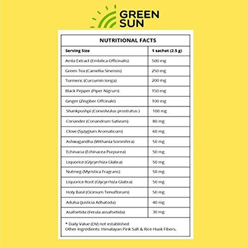 Green Sun GREEN SUN Immunity Booster Ancient KADHA | KADA | Powder | 30 Instant Mix SACHETS | Ayush Recommended Herbal Kwath| Immune Boosting Shots | +1000 ORAC Value