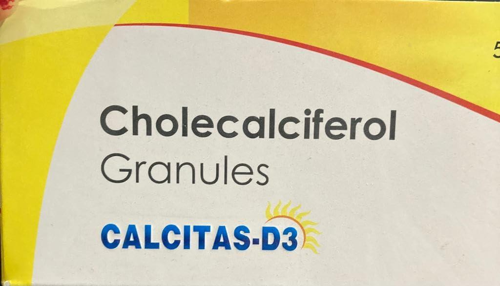 SUPPORT LifeCare SUPPORT LifeCare Intas Calcitas-D3 60, 000 IU Cholecalciferol Sachet, Vitamin D3 Granules Powder-Pack of 10 Sachet