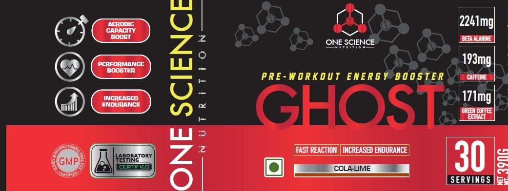 ONE SCIENCE NUTRITION One Science Nutrition (OSN) Ghost Pre-Workout with Vitamin C and Green Tea Extract for Lean Muscles Building | Strength | Powerful Pumps | Next Generation Pre-workout Formulation - 30 Servings - Cola