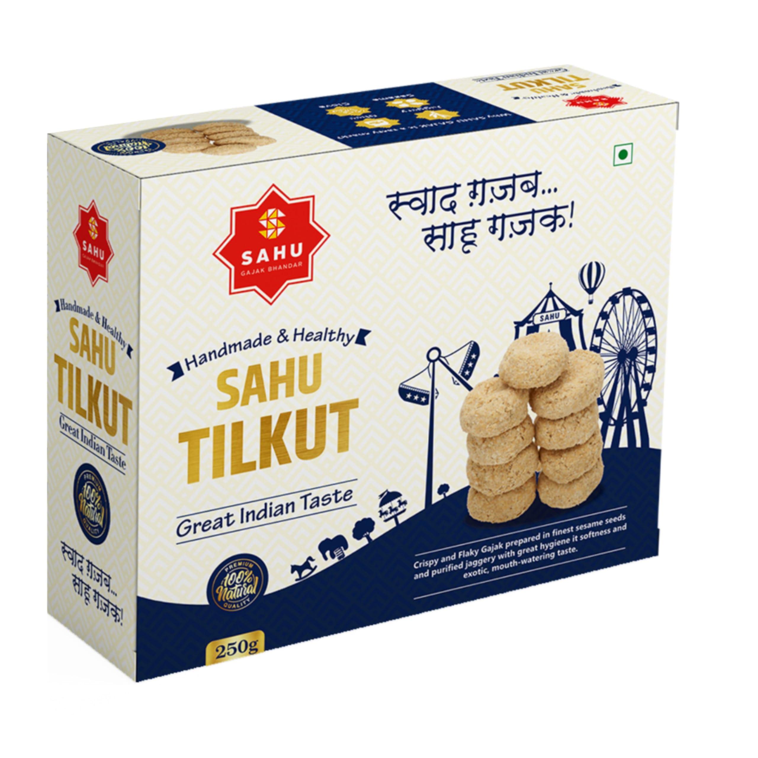 SAHU GAJAK BHANDAR SAHU GAJAK BHANDAR Tilkut Gajak Chikki 3 Gift Item | Gajak 250 Gram | Peanut Chikki 250g | Tilkut 250g | No Added Liquid Glucose and Preservatives | CD01