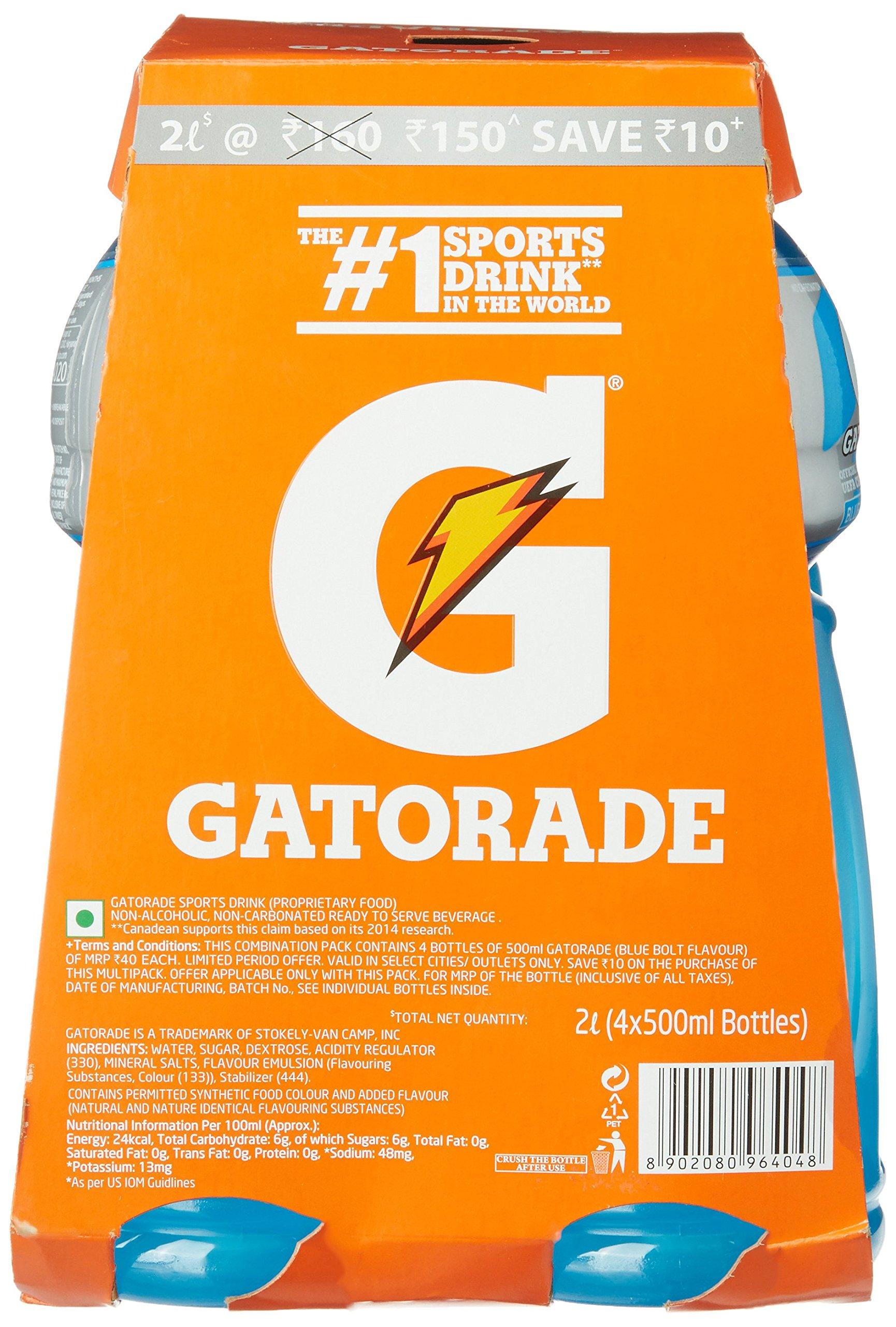 Gatorade Gatorade Ready to Drink, Multi-Pack, Blue Bolt Flavor 2L (4*500ML Bottles)