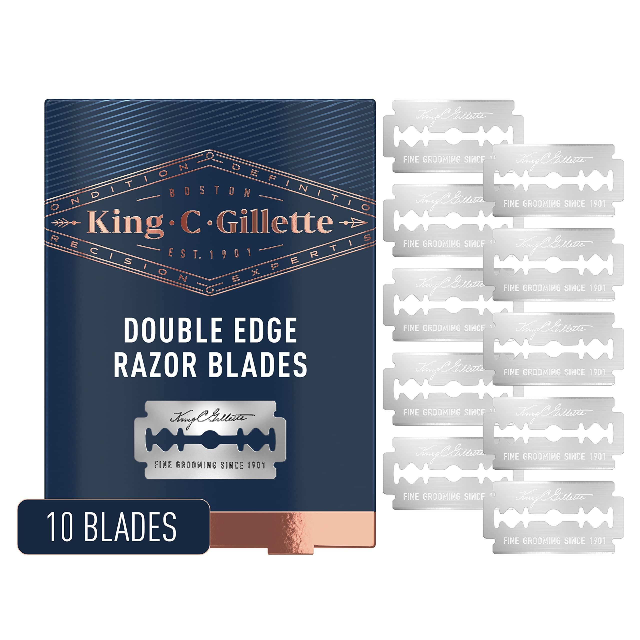 King C. Gillette King C. Gillette Double Edge Safety Razor Blades 10 count, Stainless Steel Platinum Coated Blades