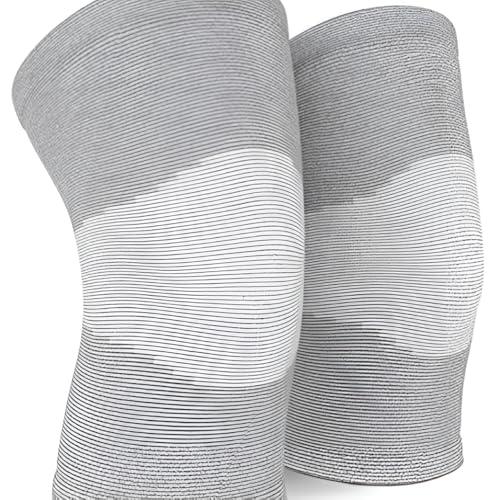 Generic Esenki Orthopedic Pain Relief Bamboo Yarn Knee Support Cap Brace/Sleeves Pair For Sports, Pain Relief, Exercise,Cycling,Knee Cap Guard Brace Knee Support For Men & Women-Medium (Pack Of 1 Pair, Grey)
