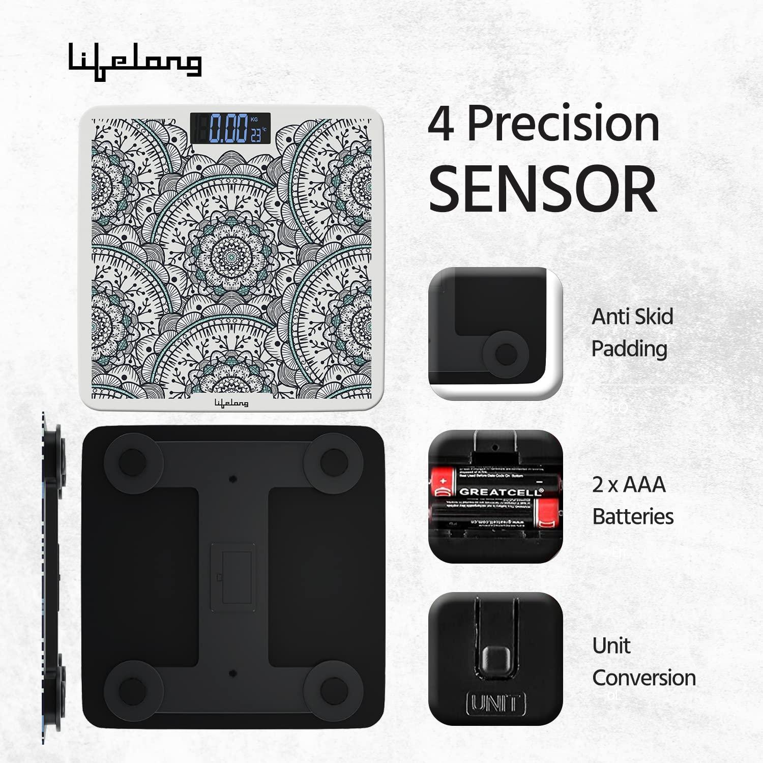 Lifelong Lifelong Nimbus LLWS81 Weighing Scale (Indian Cultural Series - Orissa)|Digital Weight Machine for Body Weight|6mm Thick Tempered Glass with LCD Display|Bathroom Weighing Scale (2 Year Warranty, Grey)