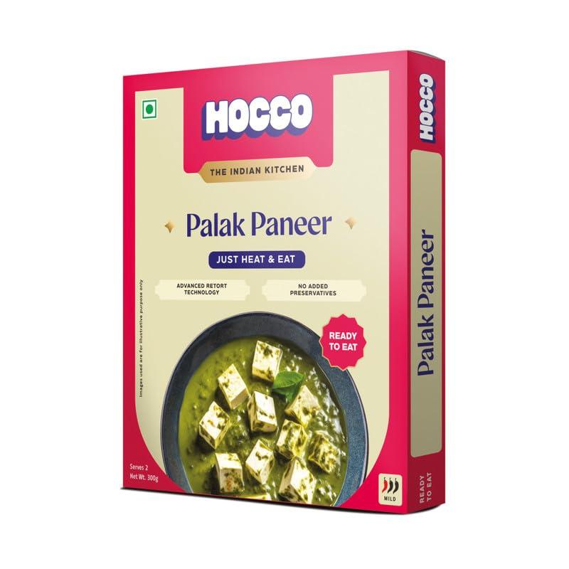 HOCCO HOCCO Ready to Eat Paneer Sabji | Ready to Cook | No Added Perservatives | Serves 2 People -300 gm (Palak paneer)