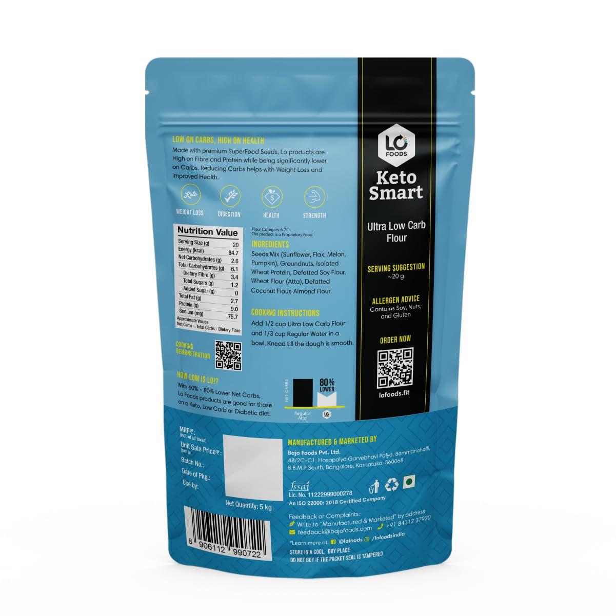 Lo! Low Carb Delights Lo! Low Carb Delights - Ultra Low Carb Keto Atta (5 Kg) | Dietitian Recommended Keto Flour | Lab Tested Keto Food Products for Keto Diet