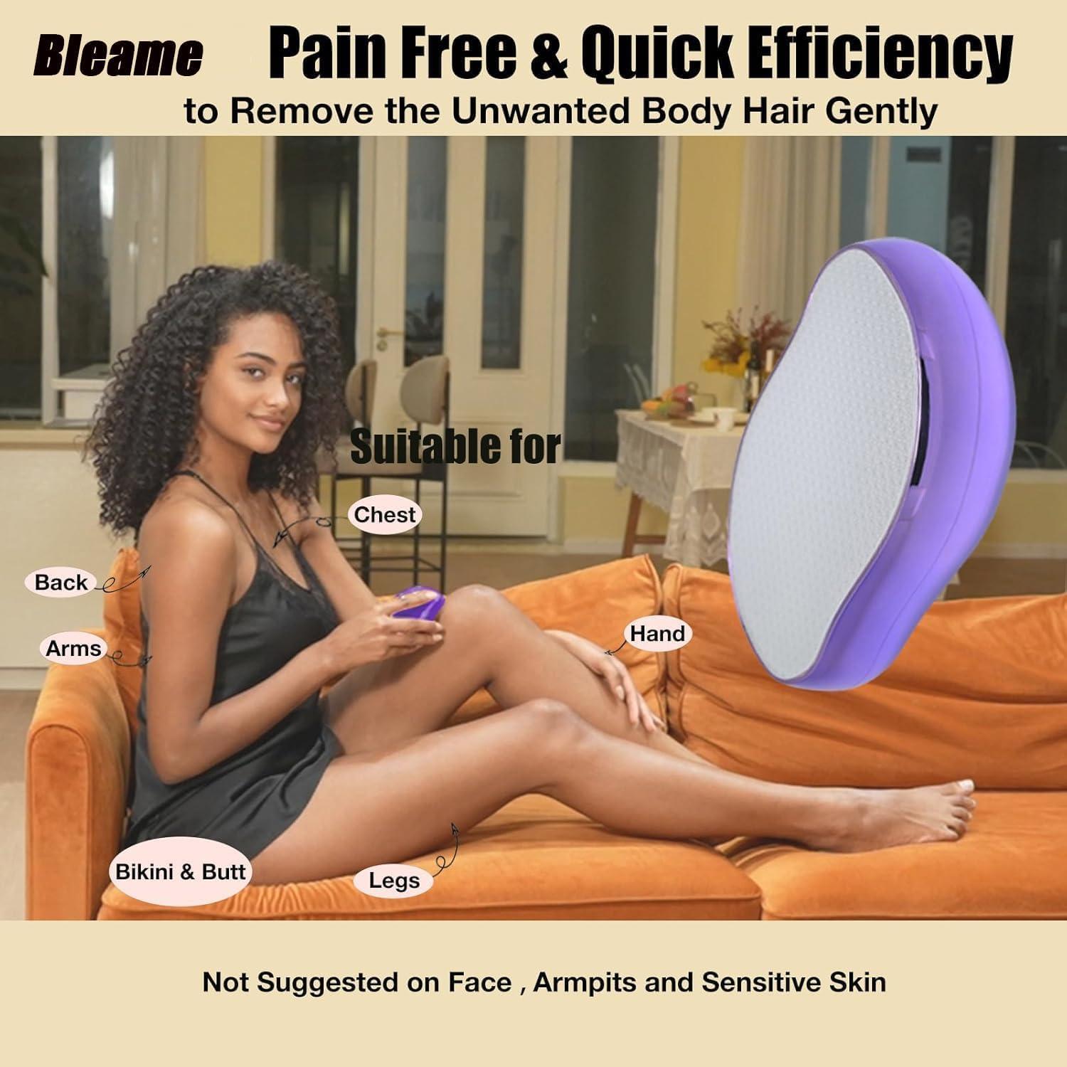 Bleame Bleame Crystal Hair Eraser, Bleame Crystal Hair Remover, for Men & Women Arms Legs Back, Fast & Easy Exfoliate, Soft Smooth Silky Skin, Apply To Any Part Of The Body (Purple) (Black)