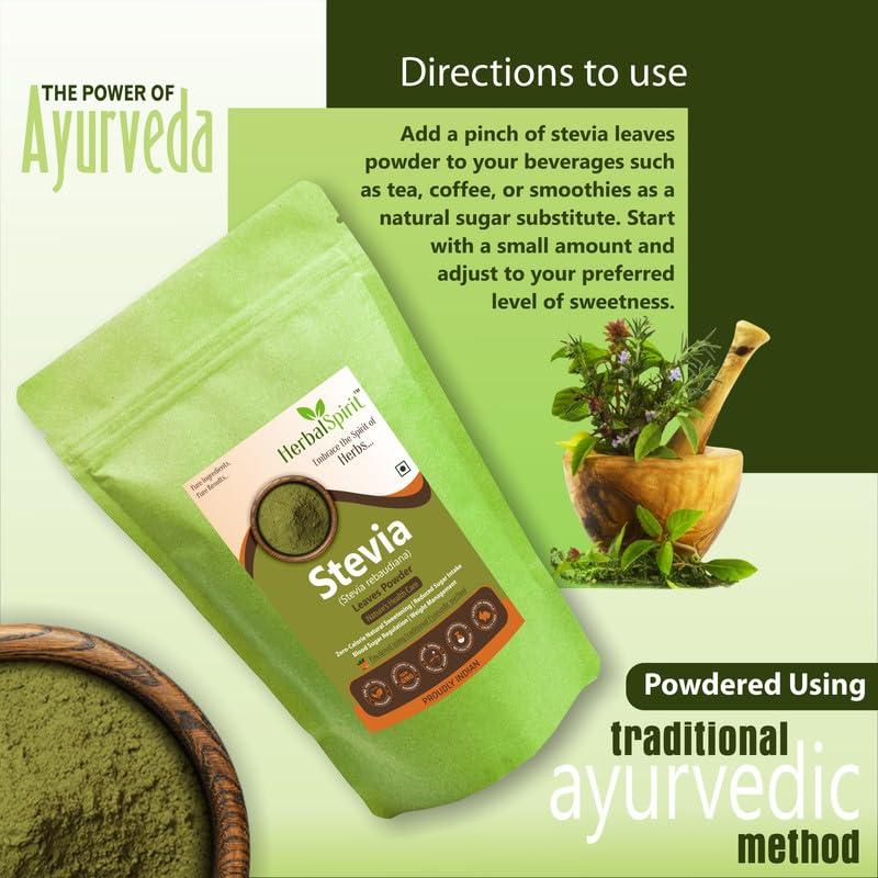 HerbalSpirit Herbal Spirit Organic Stevia Leaves Powder, 100gm | Stevia Leaf Powder | Organic Stevia Powder | Stevia Leaves Powder Organic | Pure Stevia Powder | Green Stevia Leaves Powder | Stevia Leaves Dry |