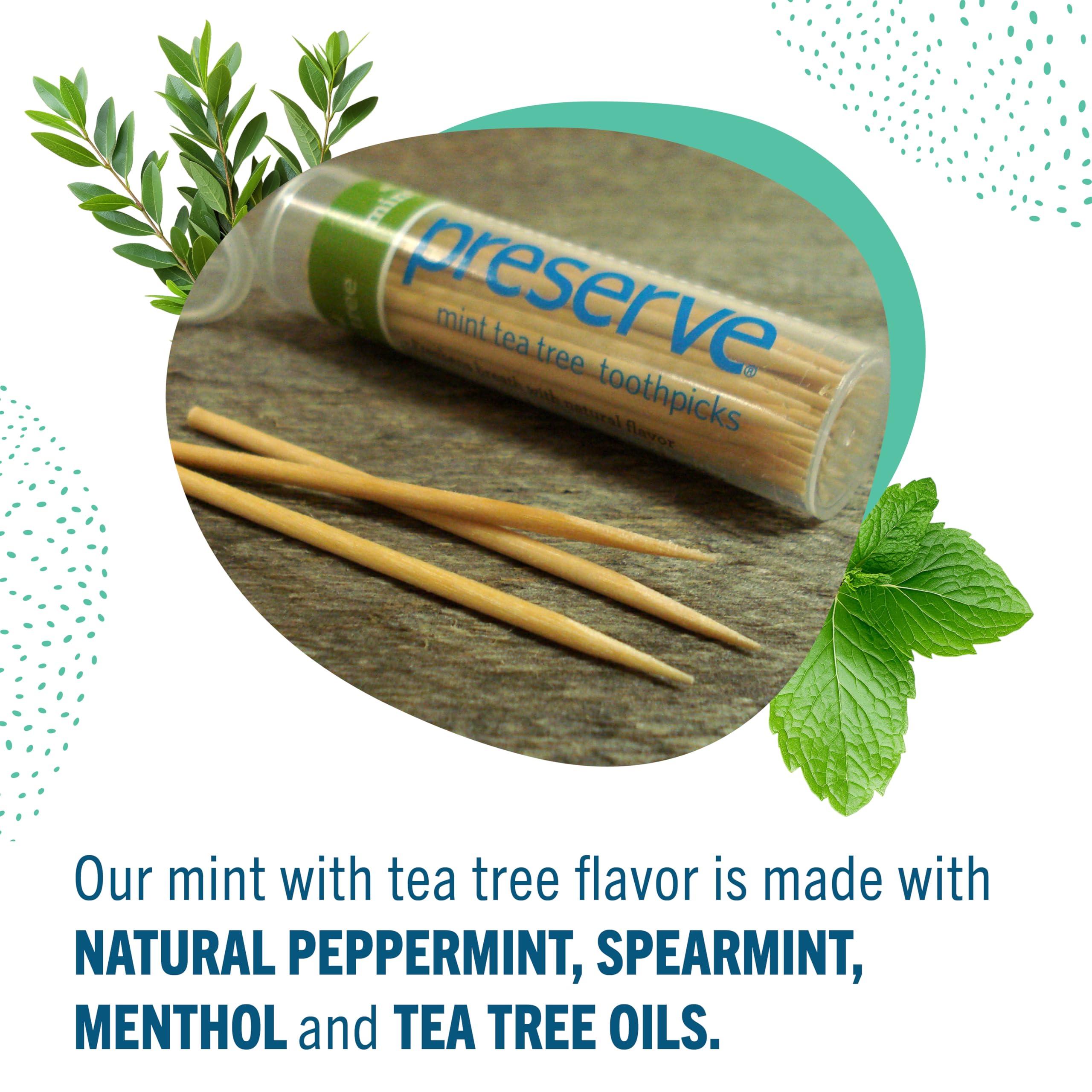 Preserve Preserve Flavored Toothpicks, Mint Tea Tree, 3 Count