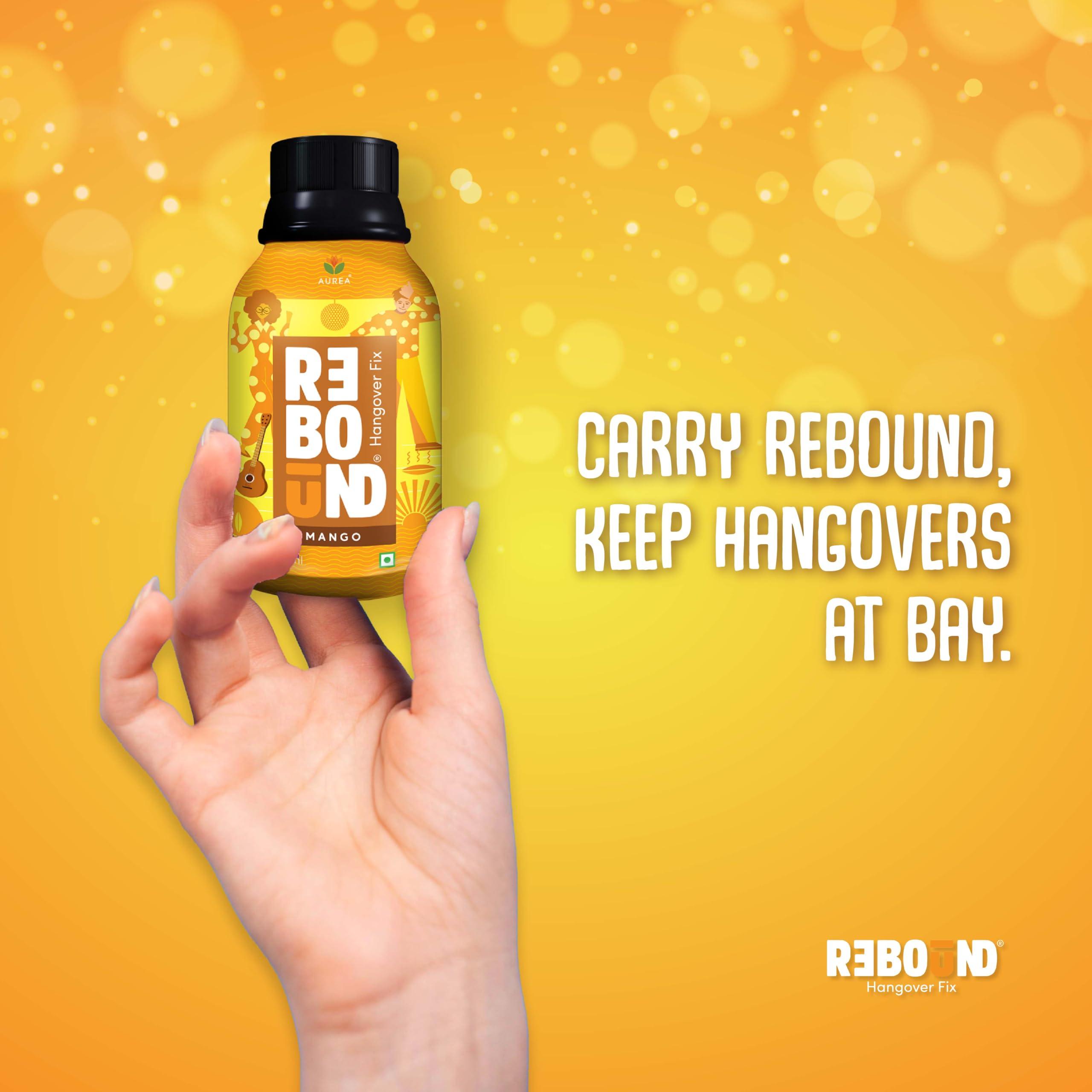 Rebound Rebound Mango Flavor Pack Of 4 (60ml) - Clinically Proven Anti- Hangover Drink | 100% Safe & Vegan | Natural Ingredients | Hangover Free Wake Up Next Day | Pocket Friendly | No Side Effects
