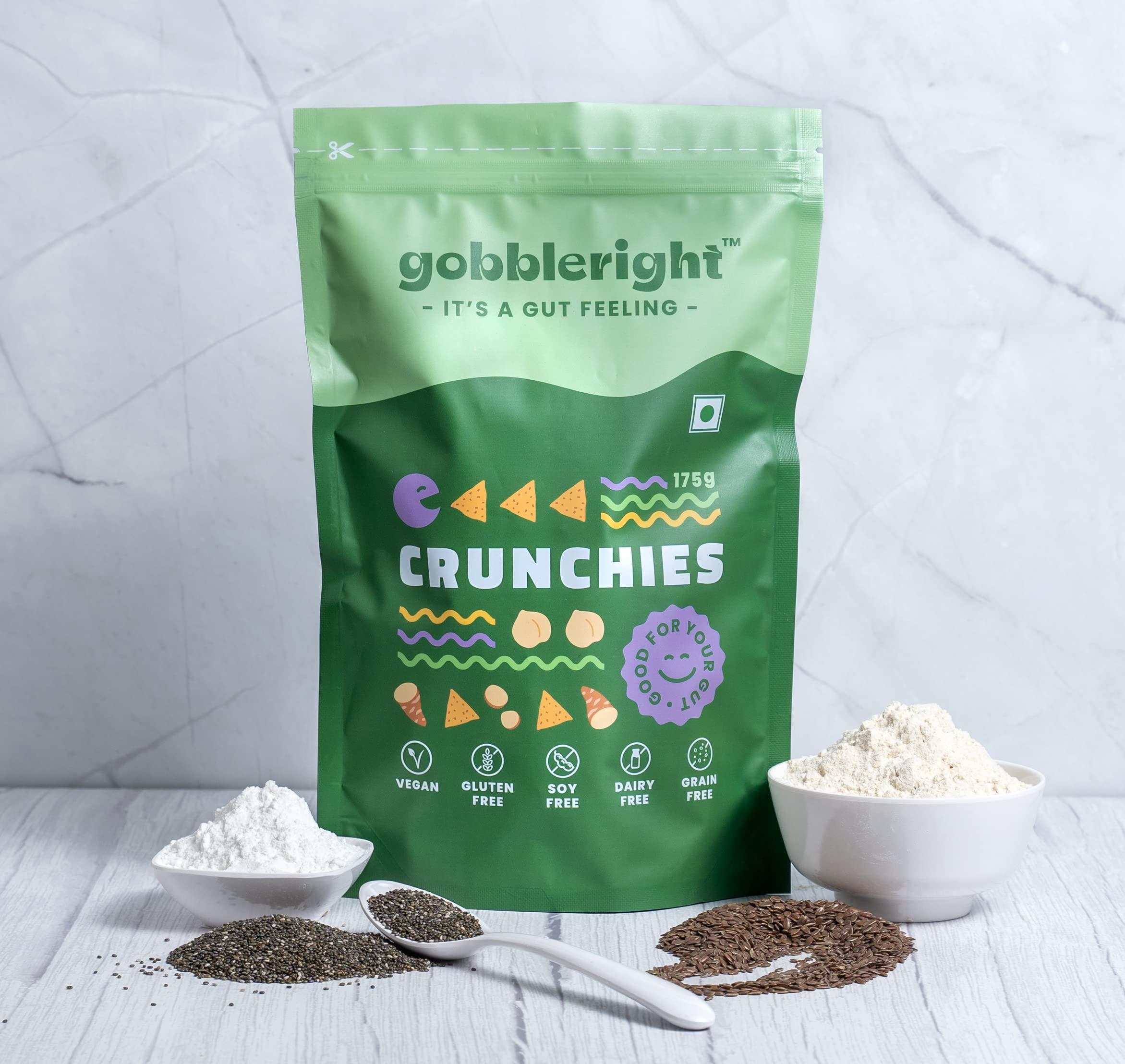 GOBBLERIGHT gobbleright Crunchies - Pack of 1/Nacho Tortilla Style Chips/Gluten Free, Vegan,Dairy free, Soya free, Grain free (80 Gm Per Pack)