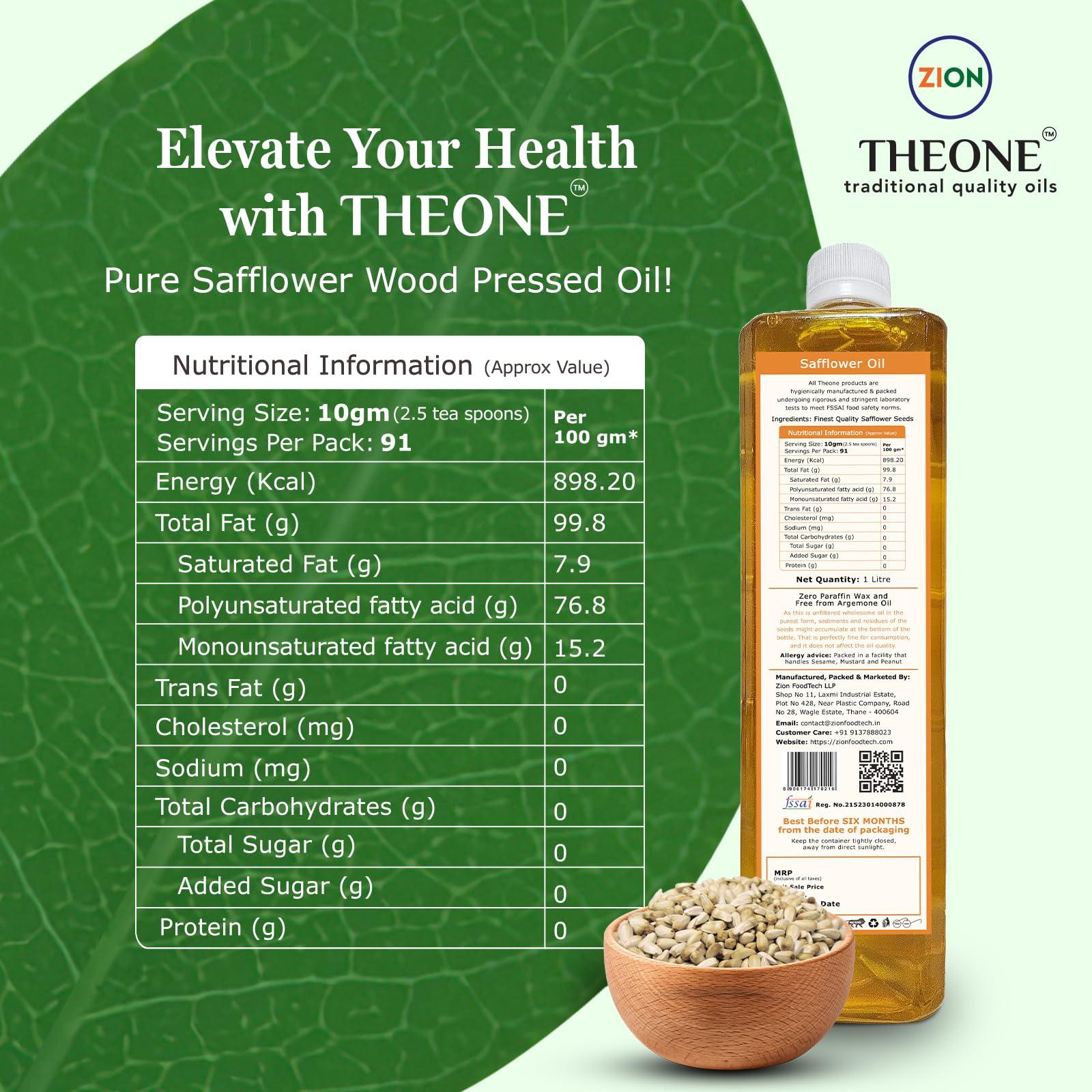 THEONE THEONE Safflower Oil | Wood Pressed (Lakdi Ghani/Kolhu/Chekku) Method | Virgin | Kusube Enne, Kusum ka Tel | Daily Cooking & Healthy Oil | Chemical Free | THEONE - traditional quality oils (200 mL)