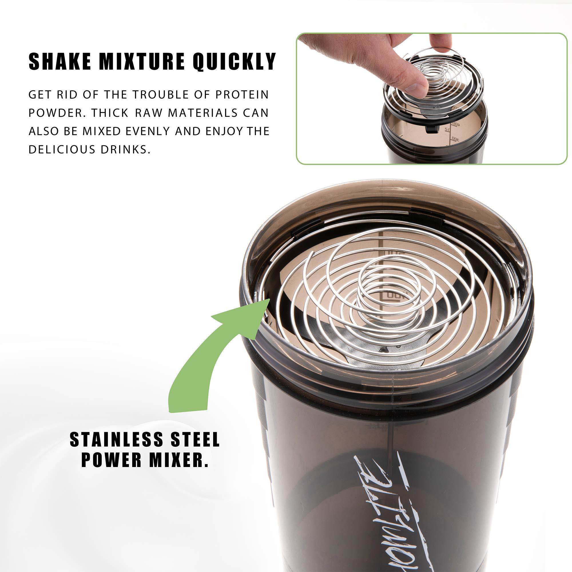 Homlite HOMLITE Protein Shaker Bottle Non-Slip 3 Layer Twist Off, Leak-Proof Blender Bottle with Supplement and Pill Storage Compartment