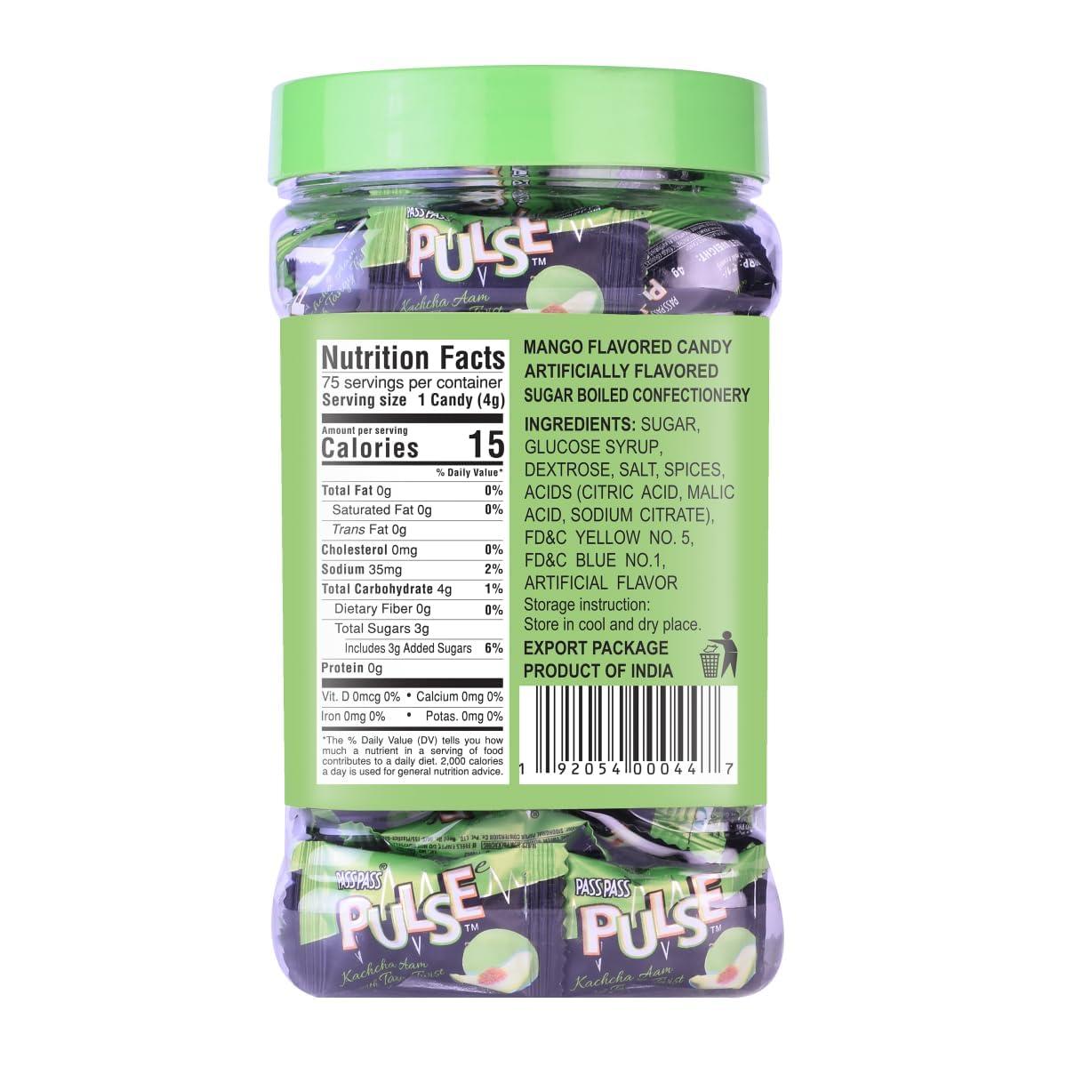 Generic Pulse Candy Pass Pass Sensational Kacchaa Aam Flavor Candy - 167 Pcs Jar, 4 Grams