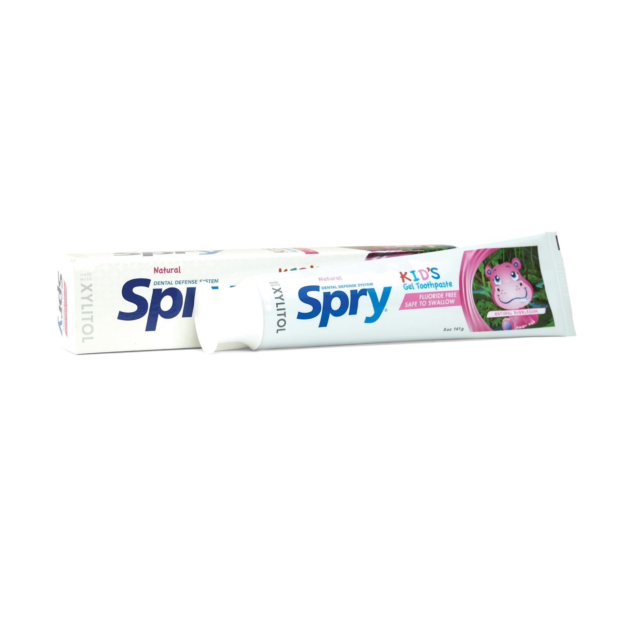 Spry Spry All Natural Kids Fluoride Free Toothpaste Anti-Plaque Tartar Control Tooth Gel with Xylitol, Age 2 Years and Up Kids Toothpaste (Bubblegum, 5 oz)
