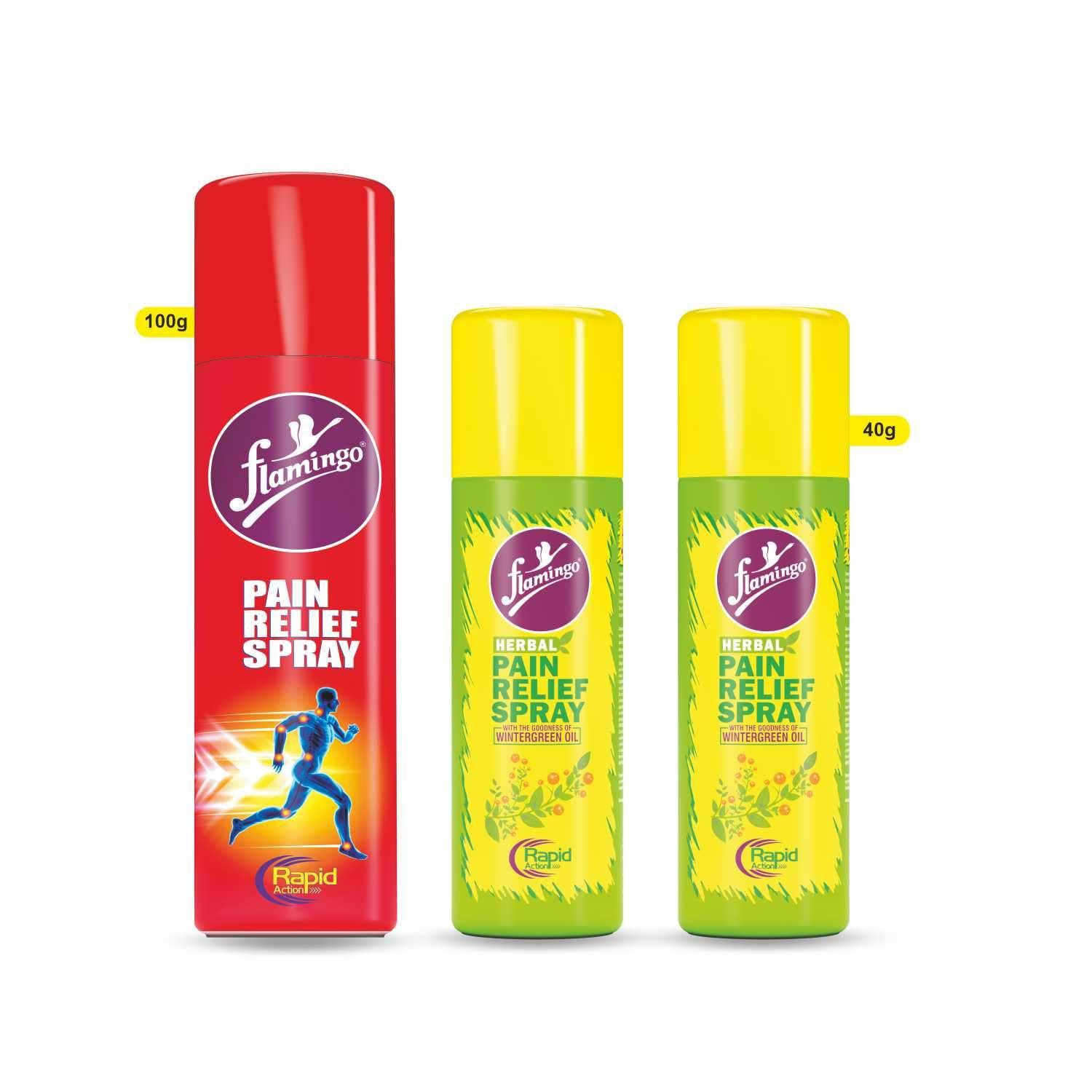 Flamingo Flamingo pain Spray 100g with Flamingo Herbal Pain Spray 40g X 2