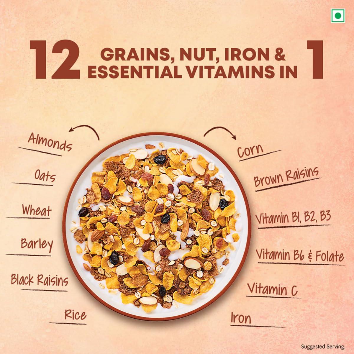 Kellogg's Kellogg\'s Combo, Corn Flakes Real Almond And Honey, 1 Kg And Kellogg\'S Muesli With 20% Nuts Delight Pouch, 750 G