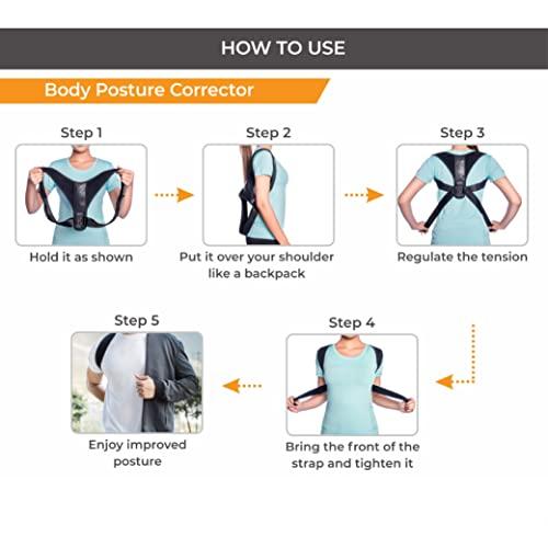 FOVERA FOVERA New Posture Corrector Back Brace for Men and Women - Fully Adjustable Straightener for Mid, Upper Spine Support- Neck, Shoulder, Clavicle and Back Pain Relief-Breathable Neoprene (1 PCS)
