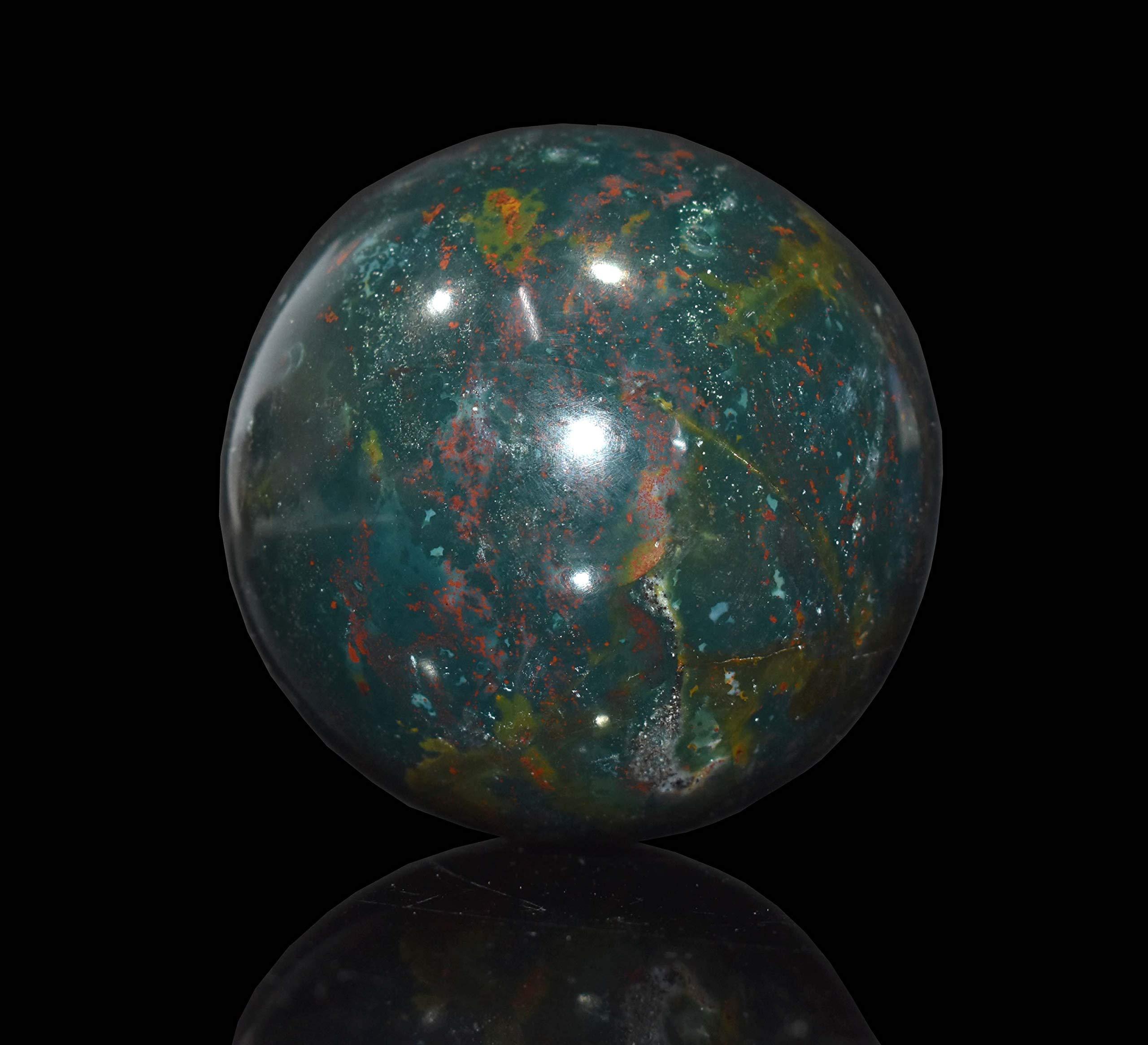 Pyramid Tatva Pyramid Tatva Sphere - Bloodstone Ball Size - (50 mm - 63 mm) 2-2.5 Inch Natural Chakra Balancing Crystal Healing Stone
