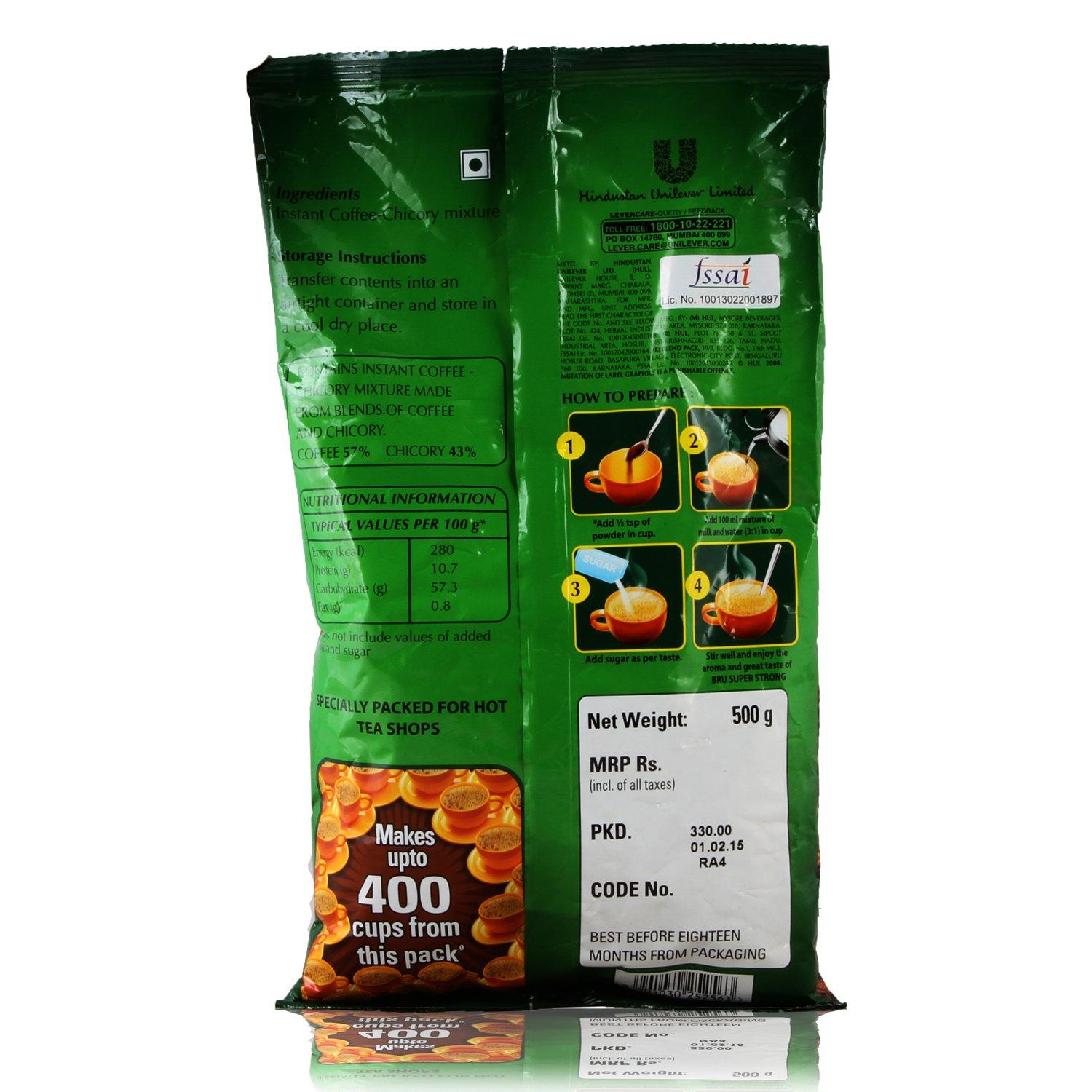 Bru Bru Instant Coffee - Super Strong, 500 Gram Pouch - Instant Coffee