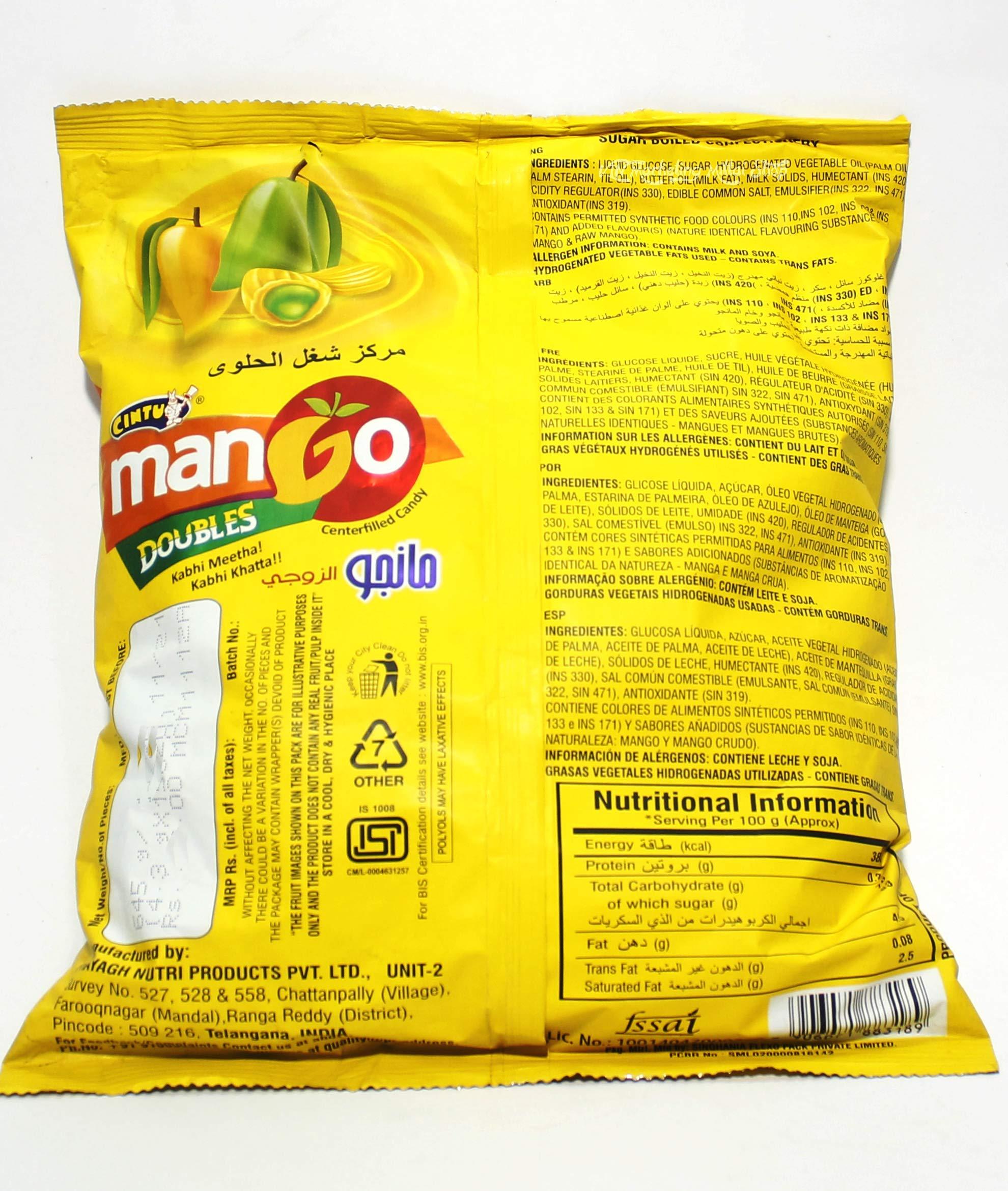 Cintu CINTU 20 Packs - Mango Chatpat Candy | Pack of 160 Pieces + Mango Doubles Center-filled Candy | Pack of 150 Pieces