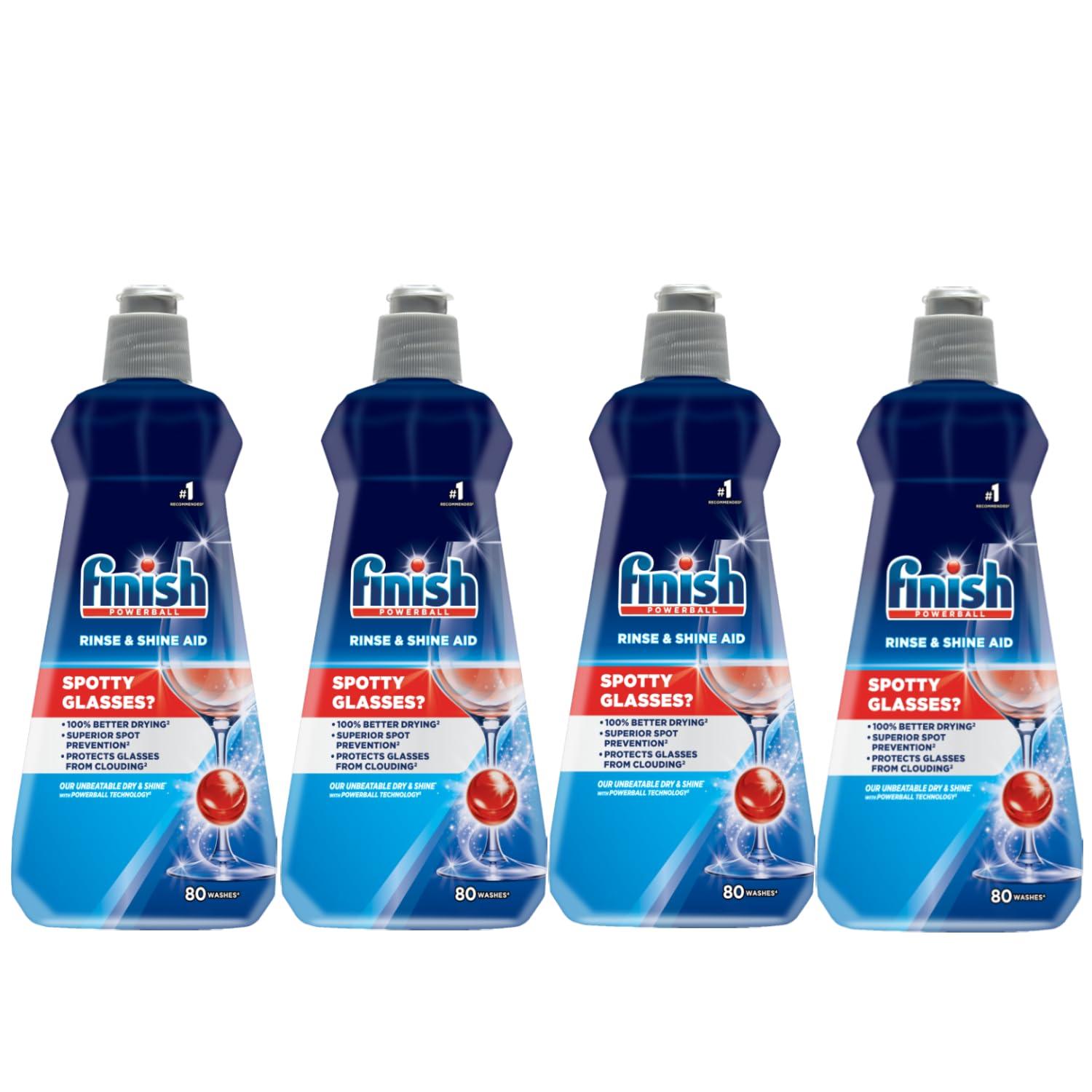 Finish Finish Dishwasher Rinse Aid, Shine & Dry - 400 ml (Pack of 4)