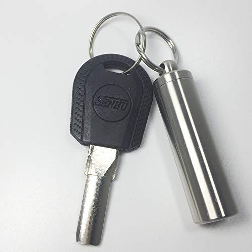 warmUS Medical Grade Stainless Steel Pill Fob with 2 Cleaner Brushes and 2 Sealing Rings Emergency Aspirin Waterproof Keychain Pill Holder(Diameter - 0.59\" x Height 1.96\")
