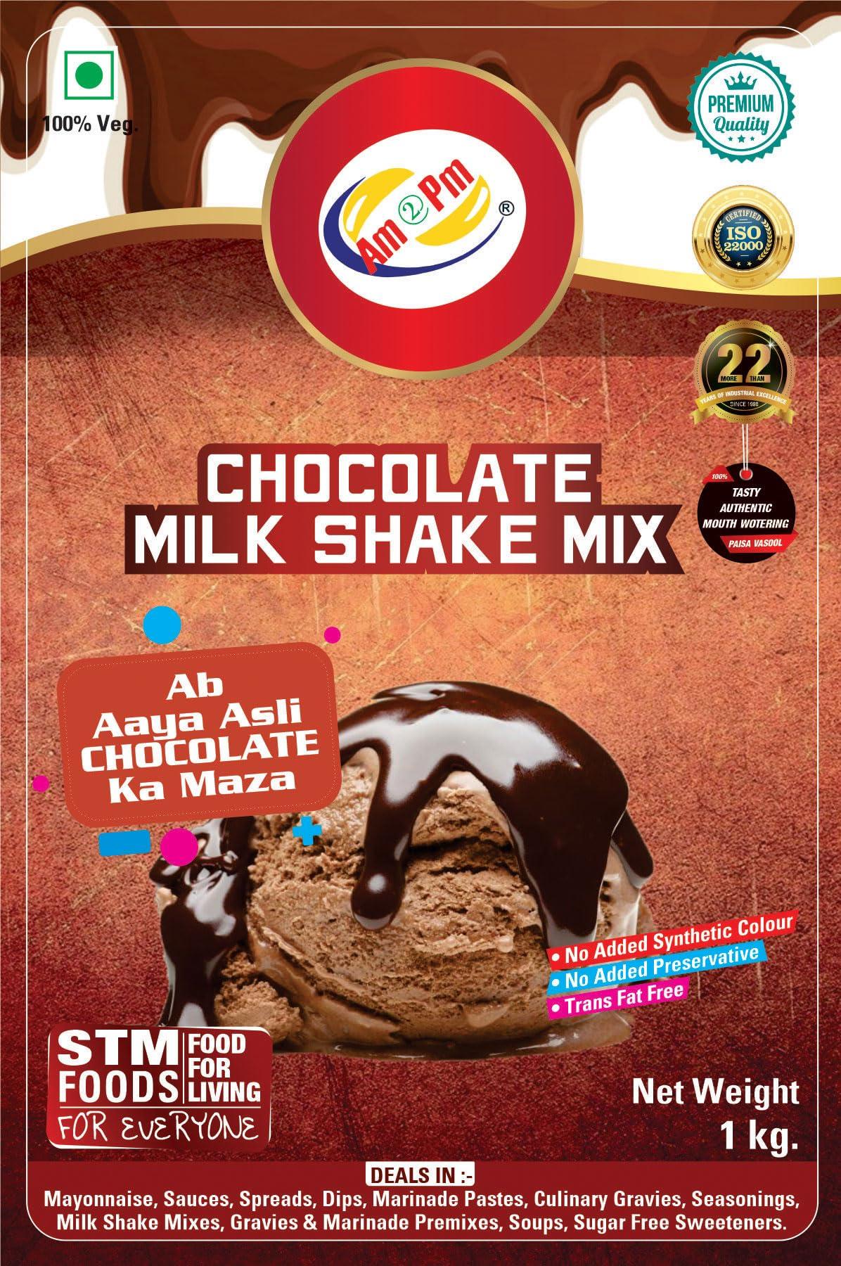 Am 2 Pm Am 2 Pm - Premium Silky Smoothy Milk Shake Mix, Flavoured Milk shake Premix Powder, Instant Premix Drink Milkshake Powder (Chocolate)