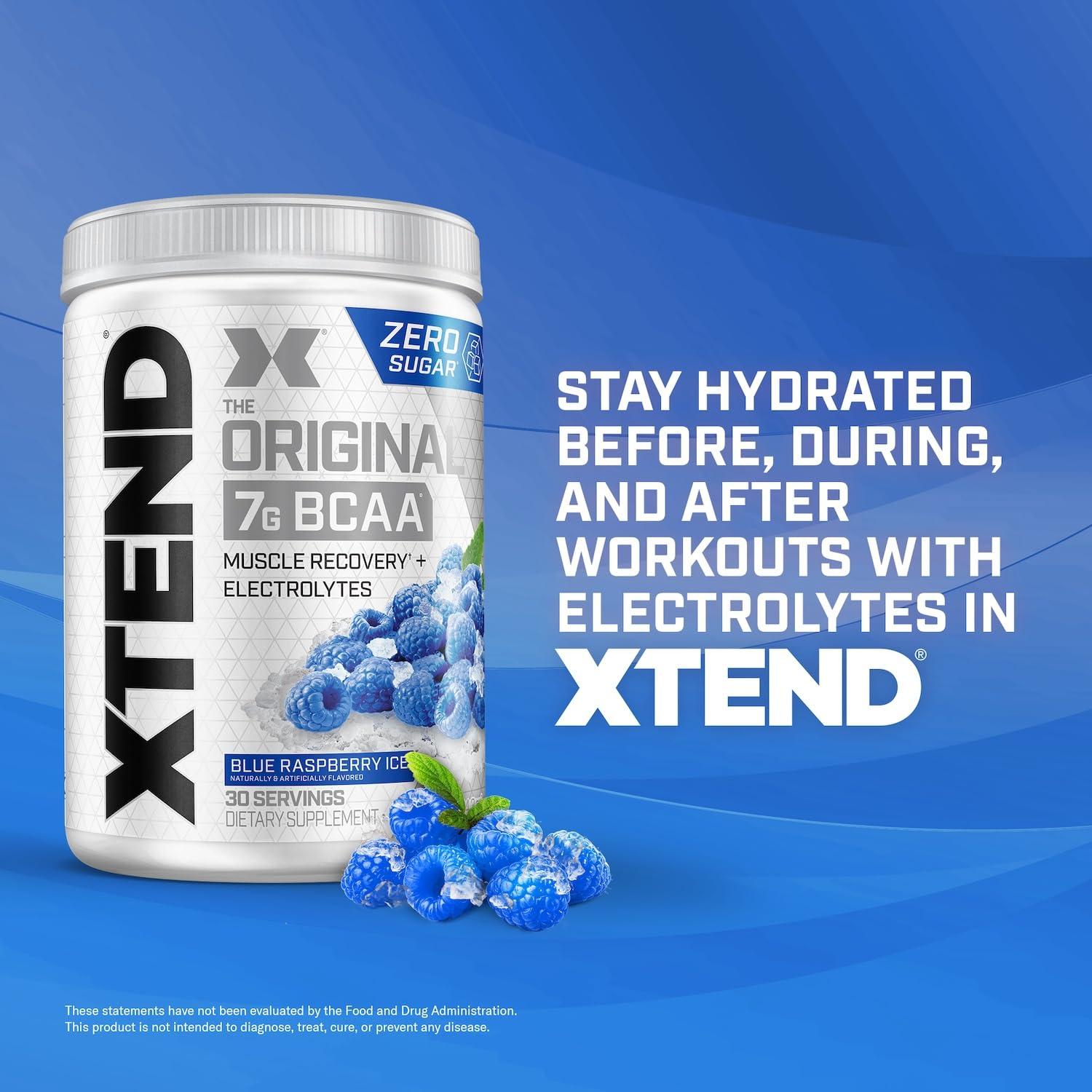 Scivation Xtend Scivation Bcaas Powder For Adults(Pre-Workout, 7G Bcaas, 0G Carbs,Sugar & Calories, 3.5 Leucine, 2.5G L-Glutamine, 1G Citrulline Malate) - 402 Gm, 30 Servings (Blue Raspberry)