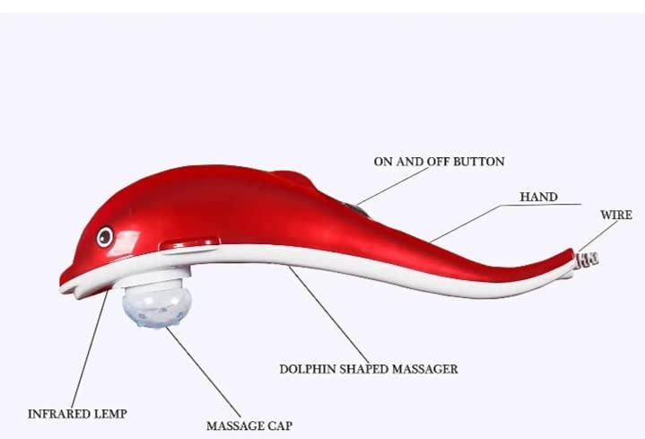 Fish massager Dolphin Fish Handheld Massager Machine with Vibration, Magnetic, Far Infrared Therapy to Aid in Pain and Stress Relief For Men and Women big size power source from directly to Plug in