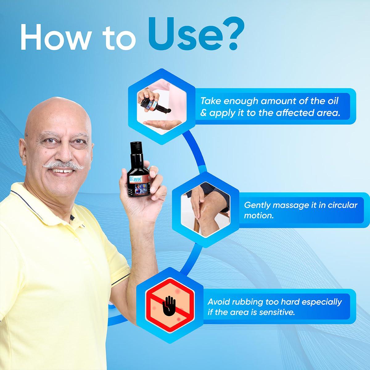 OZONE OZONE KWIK Pain Relief Oil with Cinnamomum & Mahanarayan Oil | Ayurvedic Pain Relief Oil | For Joint, Back, Knee, Shoulder & Muscle pain | 50ml (Pack of 1)