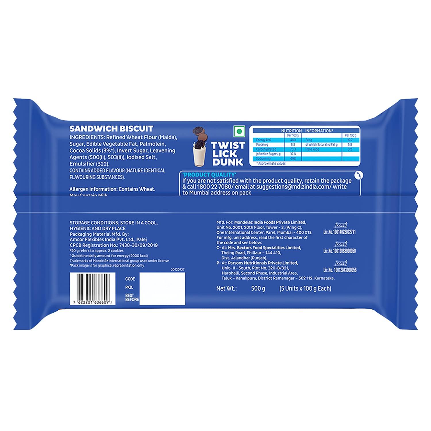 Cadbury Cadbury Oreo Chocolate Creme Biscuit - Jumbo Pack 500g