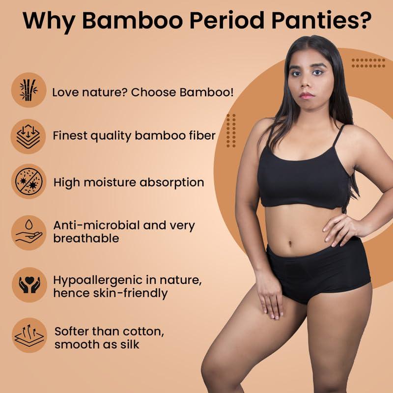 EnaBela EnaBela Women\'s Bamboo Period Panties | Made of Earth-friendly Bamboo Fibre| No Tampons, Pads, Liners, cups, required| Rash-proof & Leak-proof | Day and Night Panties for periods | Reusable & Fuss-free - 2XS