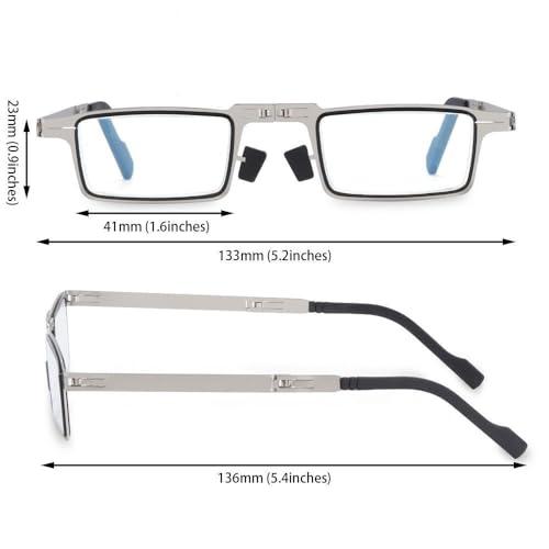 Besillia Besillia 1Pc Blue Anti-Light Reading Glasses Men Metal Foldable Presbyopia Spectacles Frame Cooling Glasses With Case +1.50 (+1.50)