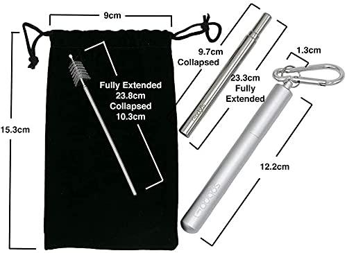 ANAB GI ANAB GI Reusable Straw Collapsible Metal Drinking Straw Portable Straw with case (Silver)
