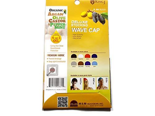 King J Healthy Treated Wave Deluxe Stocking Wave Cap Black (3 Pack)