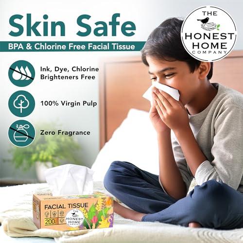 THE HONEST HOME COMPANY The Honest Home Company | 2 Ply Soft Facial Tissues Box | 200 Pulls/Box - Pack Of 3 | Hard Box Easy Pull | 600 Pulls (200x3)