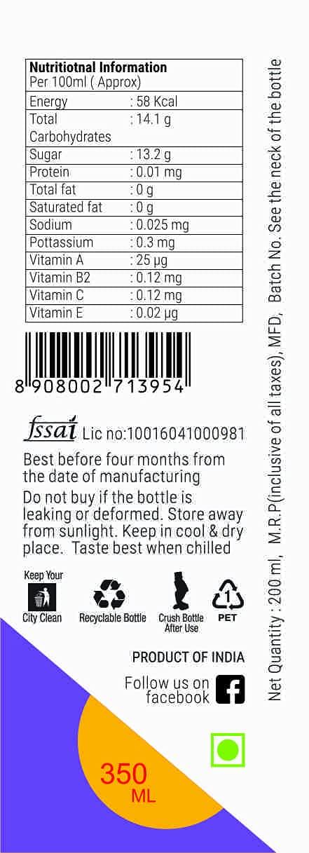 Njuze Njuze Passion Fruit Juice Natural Drink 350ml,(Pack of 12)