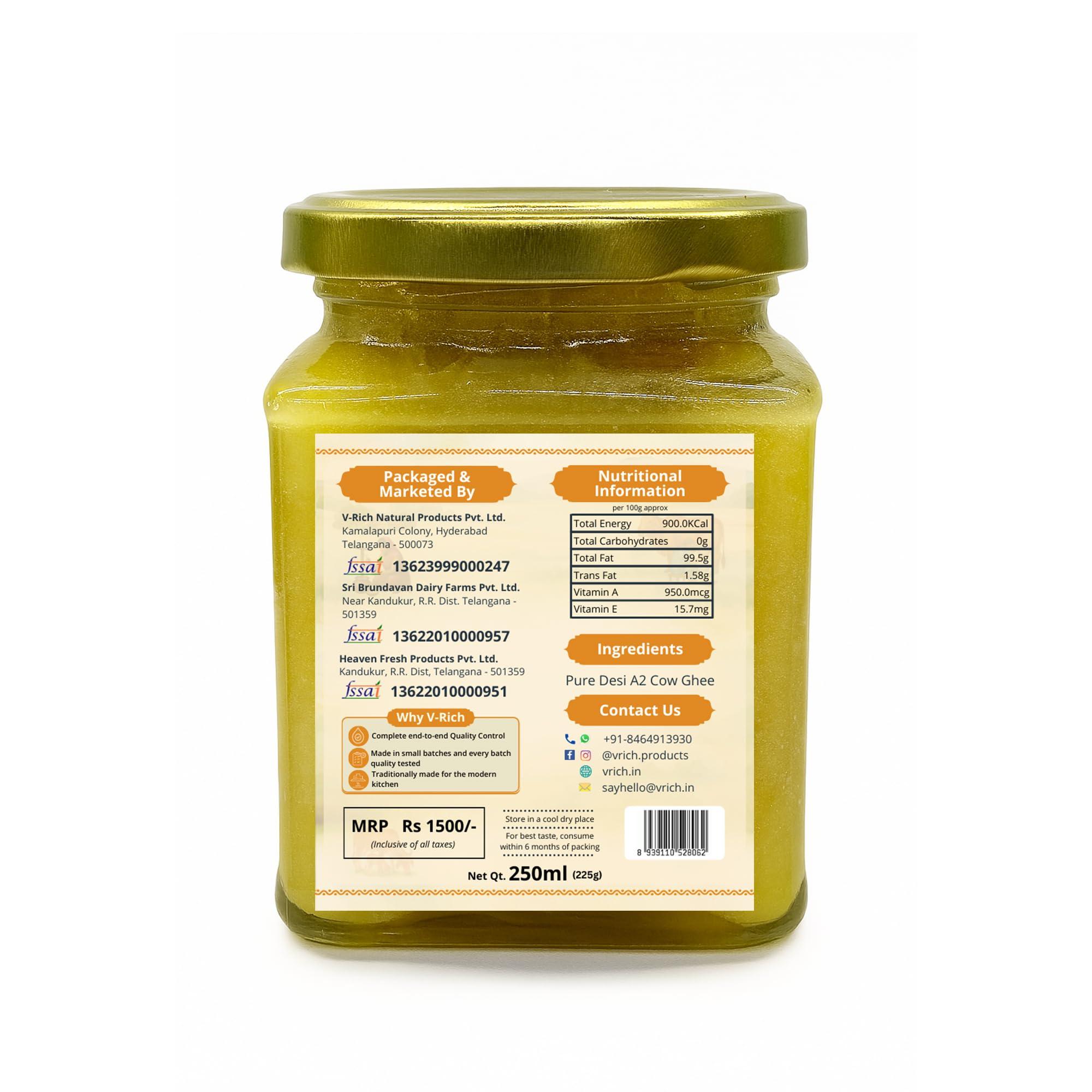 V-Rich A2 Desi Cow Ghee (250ml)