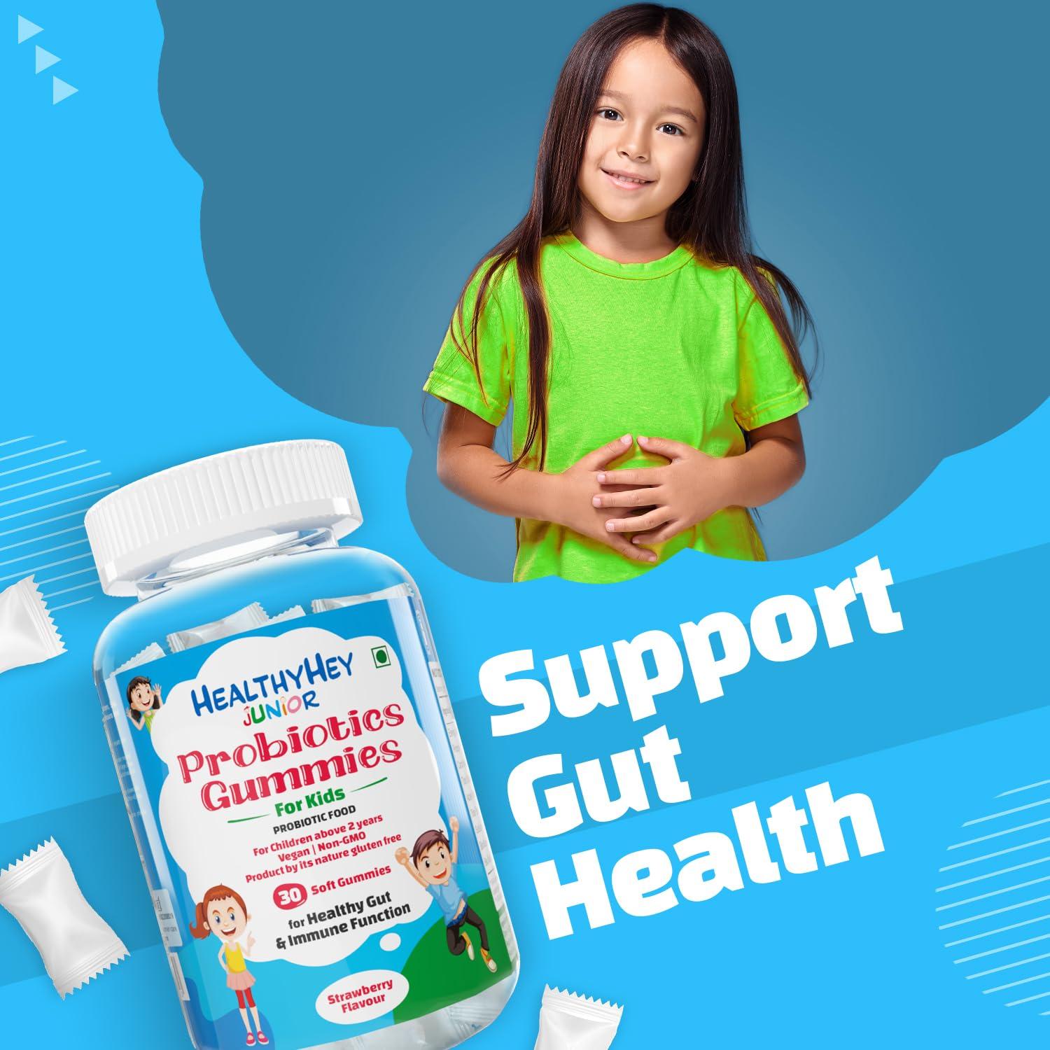 HealthyHey Nutrition HealthyHey Nutrition Junior Probiotics Gummies - For Kids - For Healthy Gut & Immune Function - Strawberry Flavour - 30 Soft Gummies